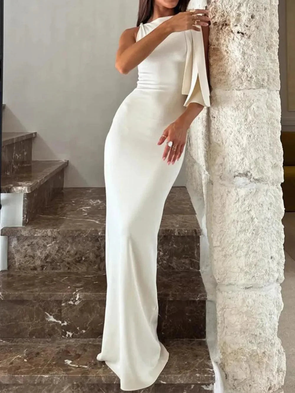 Robe Maxi Détail Nœud Asymétrique Lynn