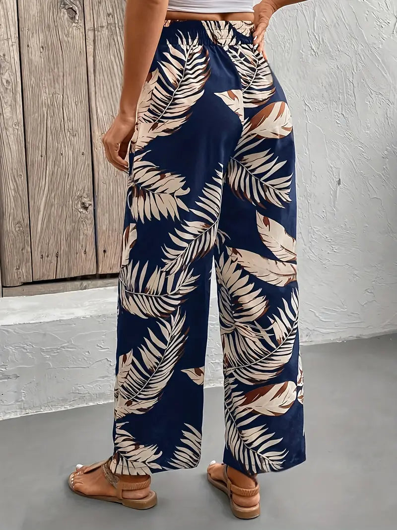 AMALITH | Pantalon Palazzo Aérien Avec Imprimé Tropical