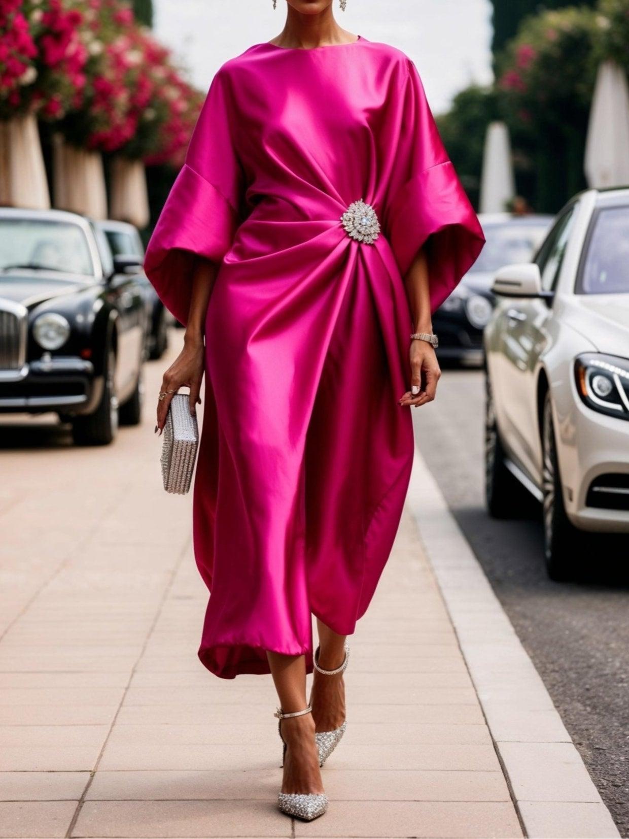 Robe Longue Satinée Luxe Shimmer