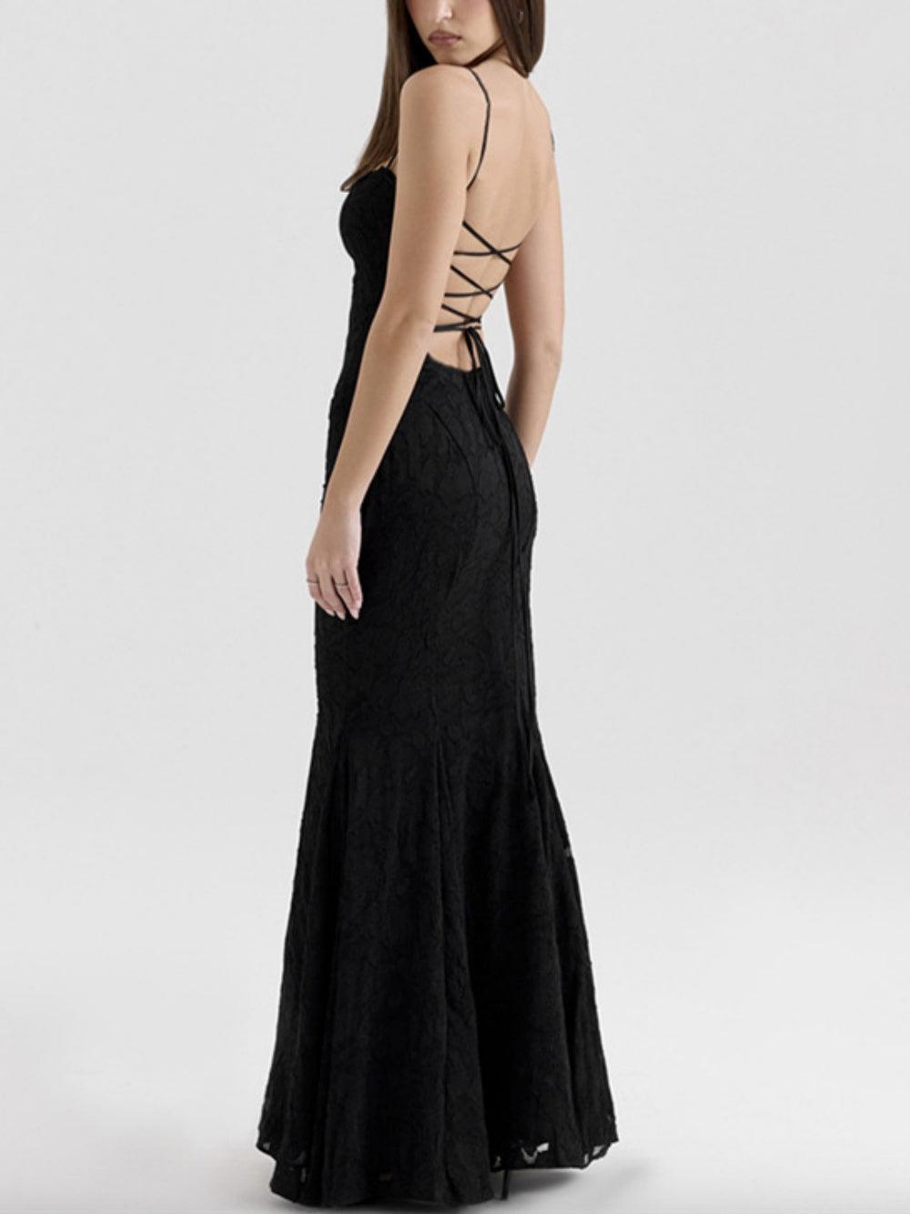 Robe maxi à dos nu en queue de poisson