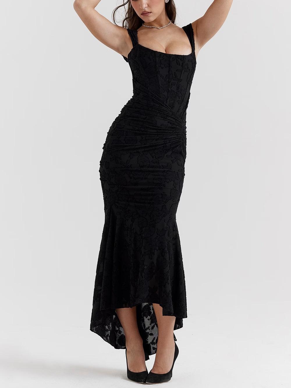Robe maxi florale cloche bleue