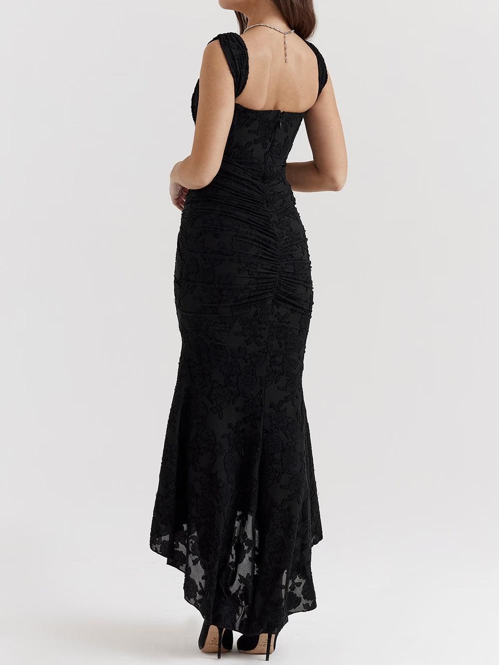Robe maxi florale cloche bleue