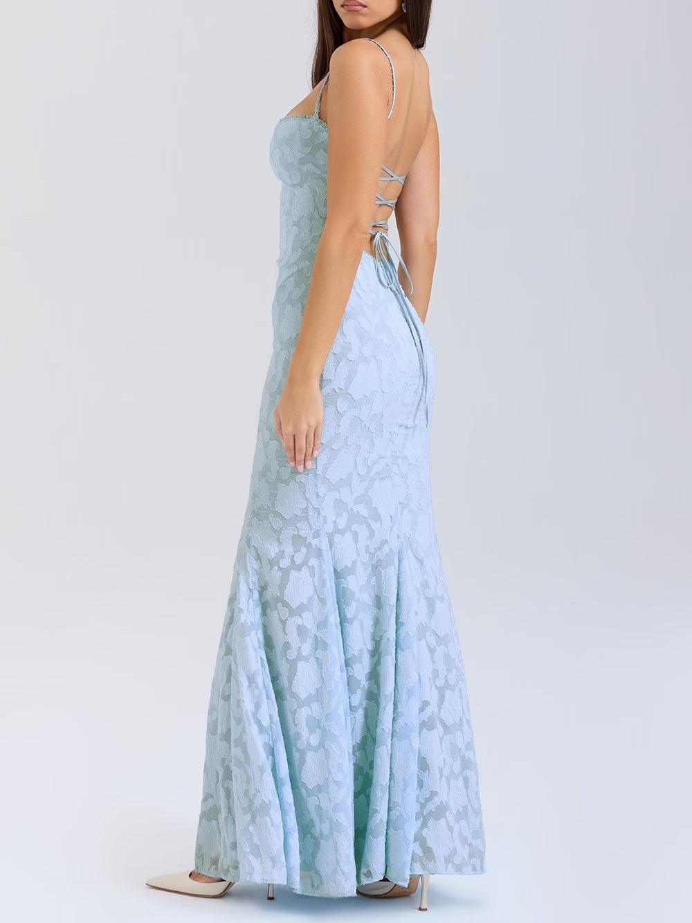 Robe maxi à dos nu en queue de poisson