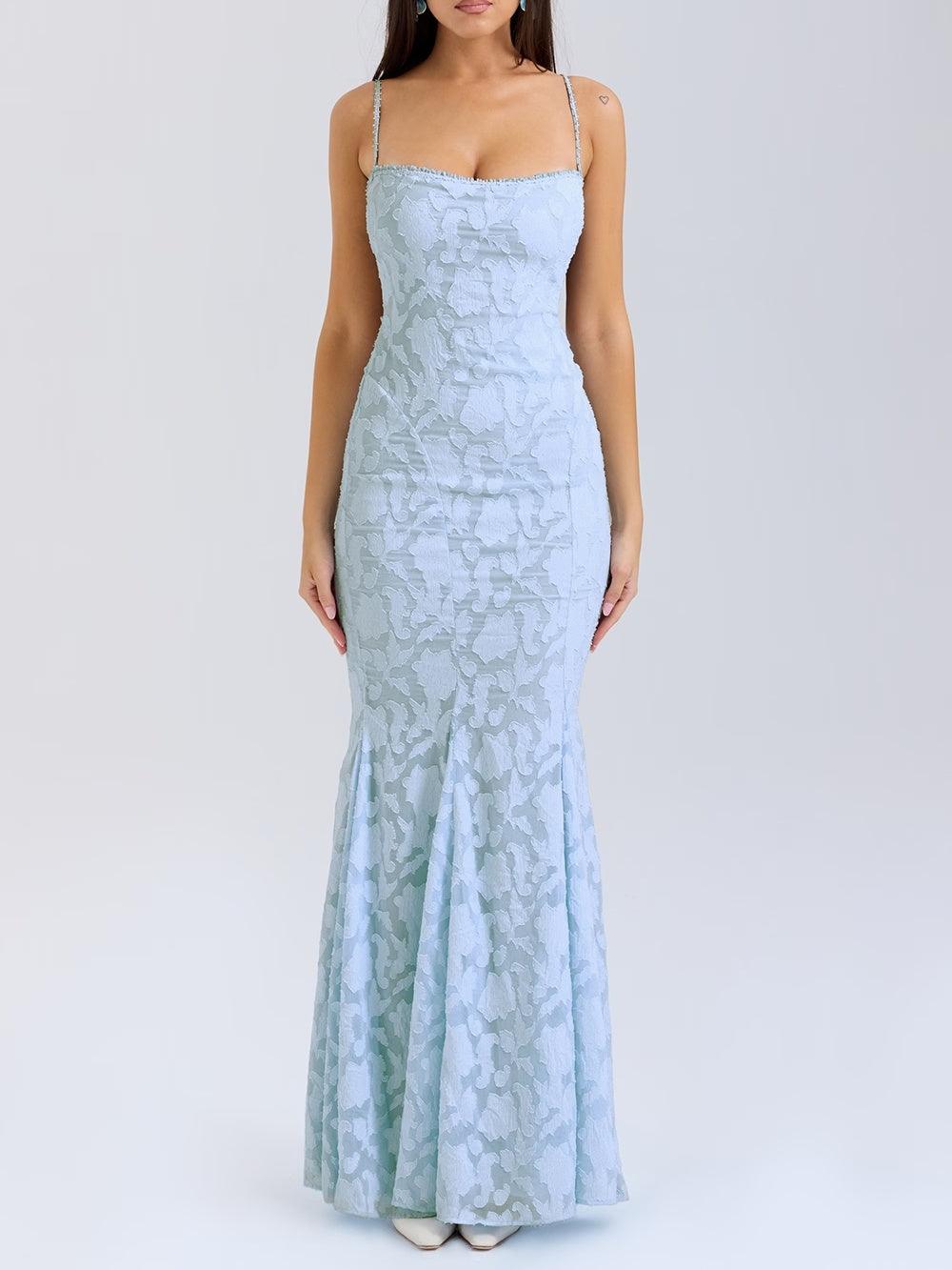 Robe maxi à dos nu en queue de poisson