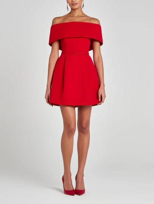 Robe Mini Élégante de Soirée avec Col à Revers, Ceinture Amovible et Poches