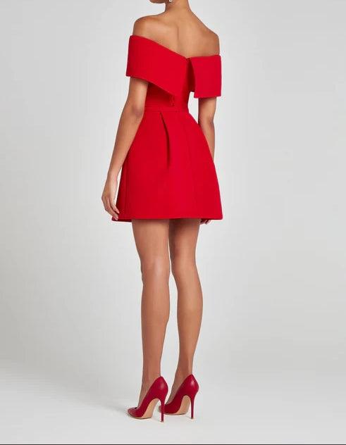 Robe Mini Élégante de Soirée avec Col à Revers, Ceinture Amovible et Poches