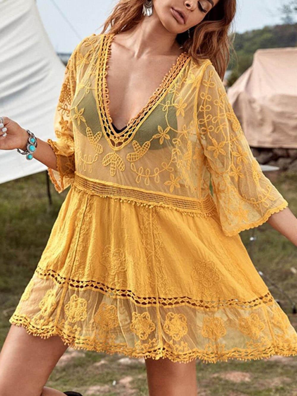 Robe de Plage Décontractée en Dentelle