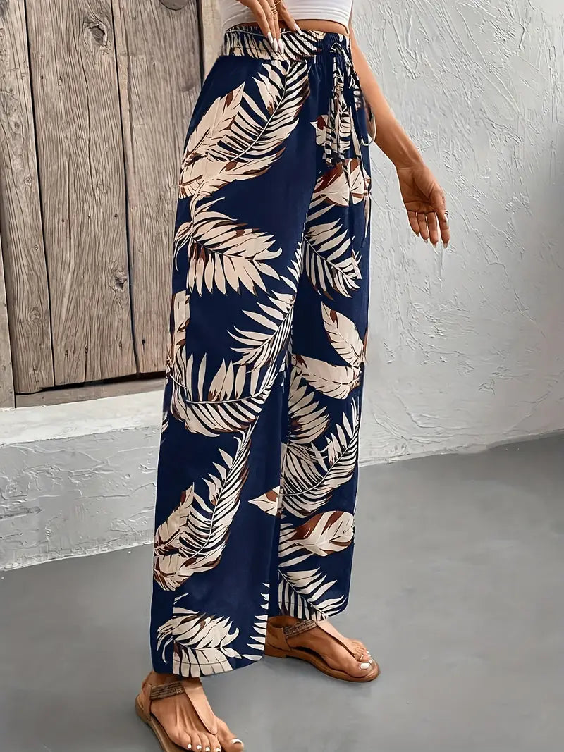 AMALITH | Pantalon Palazzo Aérien Avec Imprimé Tropical