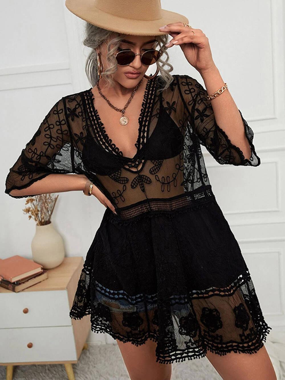 Robe de Plage Décontractée en Dentelle