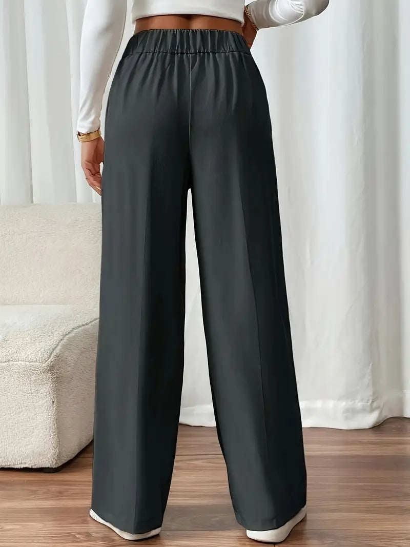LETHORIA | Pantalon Taille Haute avec Jambes Amples et Détail de Bouton