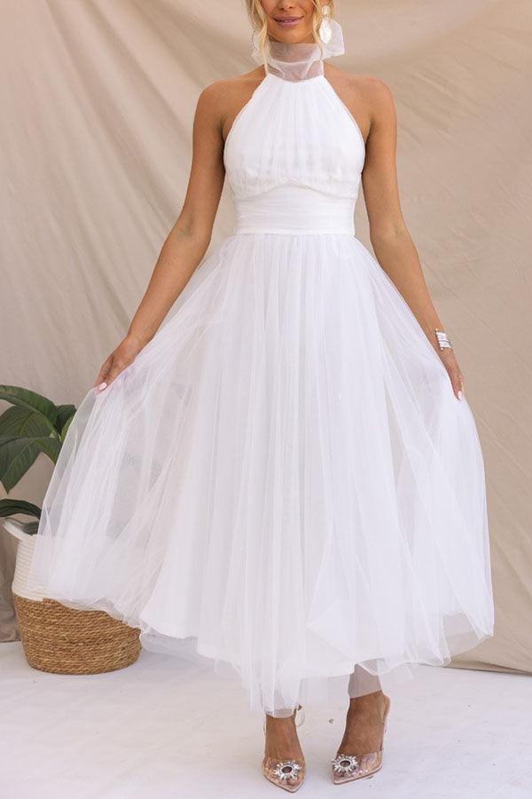 Robe Maxi à Détail Froncé en Tulle Vibes Féeriques