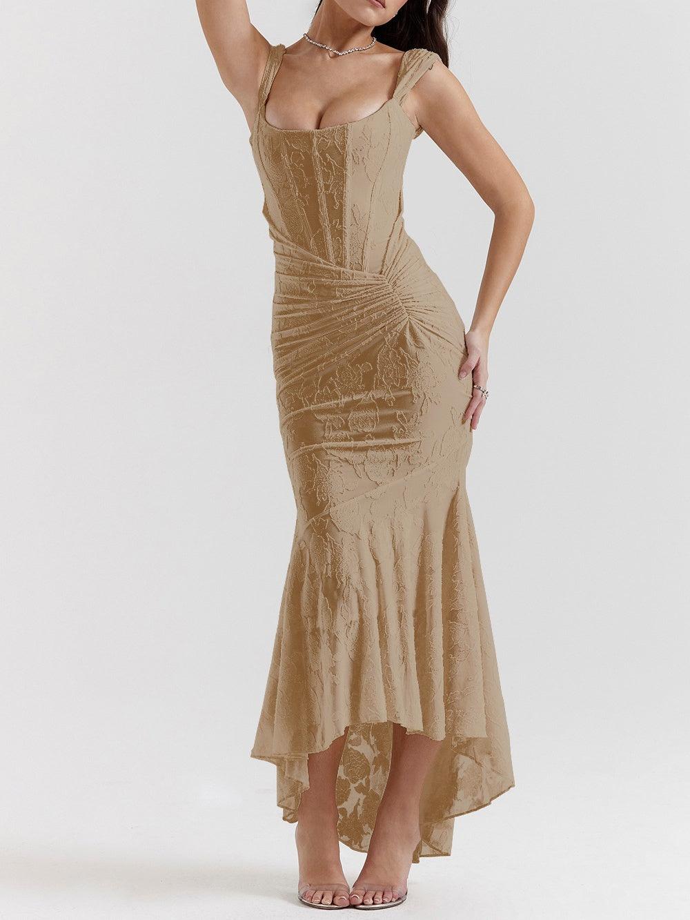 Robe maxi florale cloche bleue