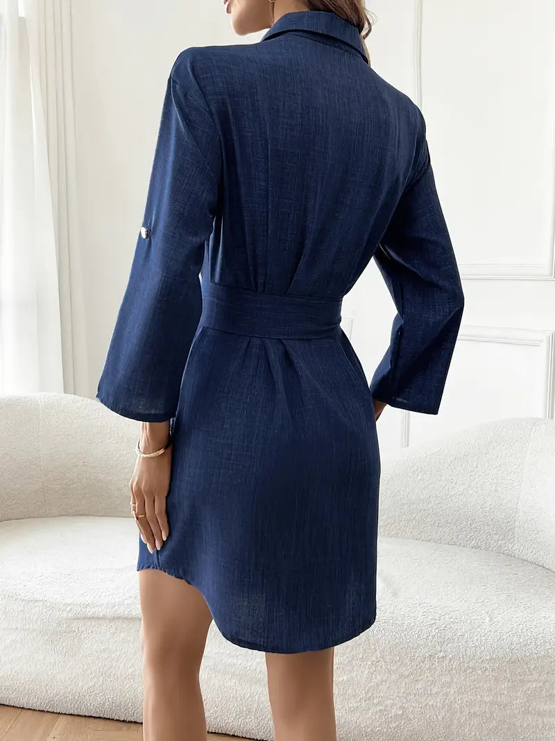 ERIS | Robe chemise avec volants et ceinture à la taille