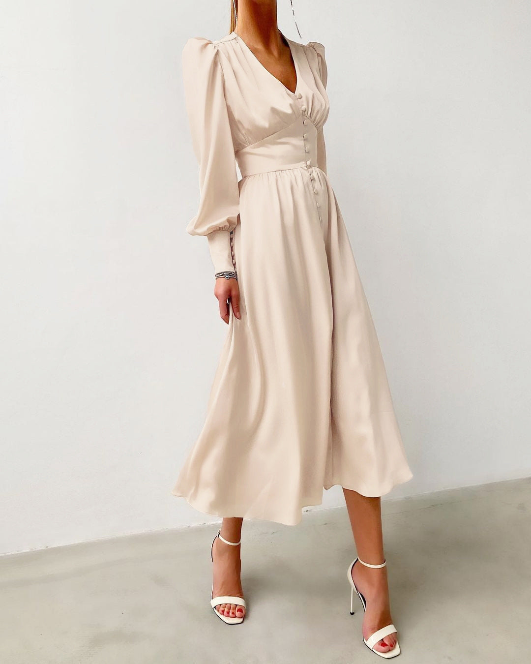 DENISHA | Robe midi vintage-chic