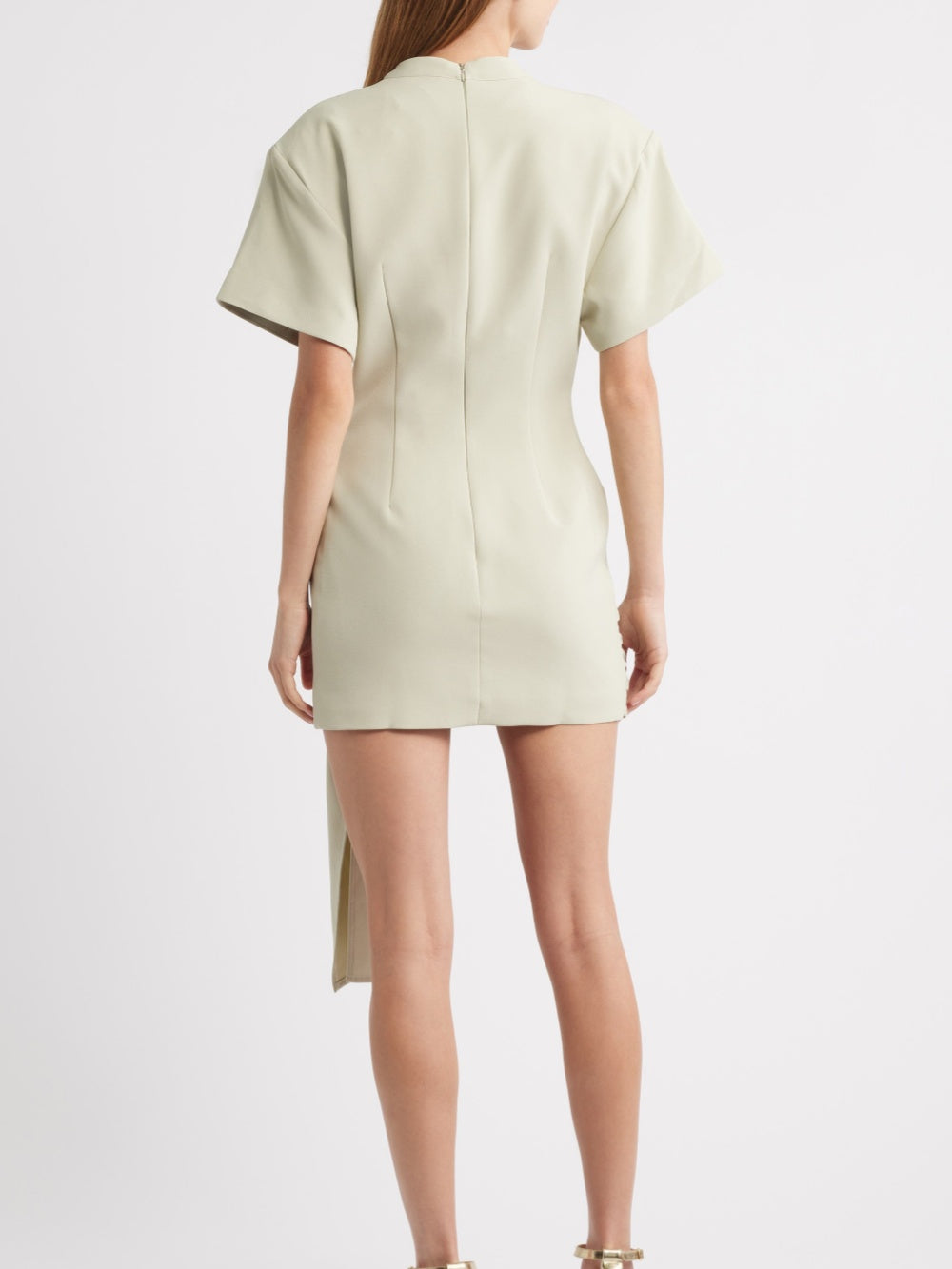 Robe Mini Drapée avec Ceinture Matcha