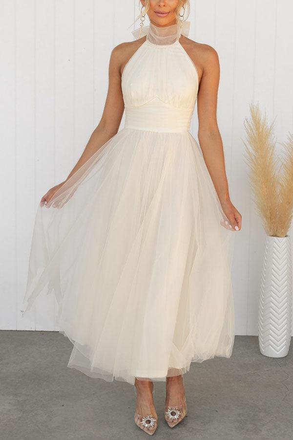 Robe Maxi à Détail Froncé en Tulle Vibes Féeriques