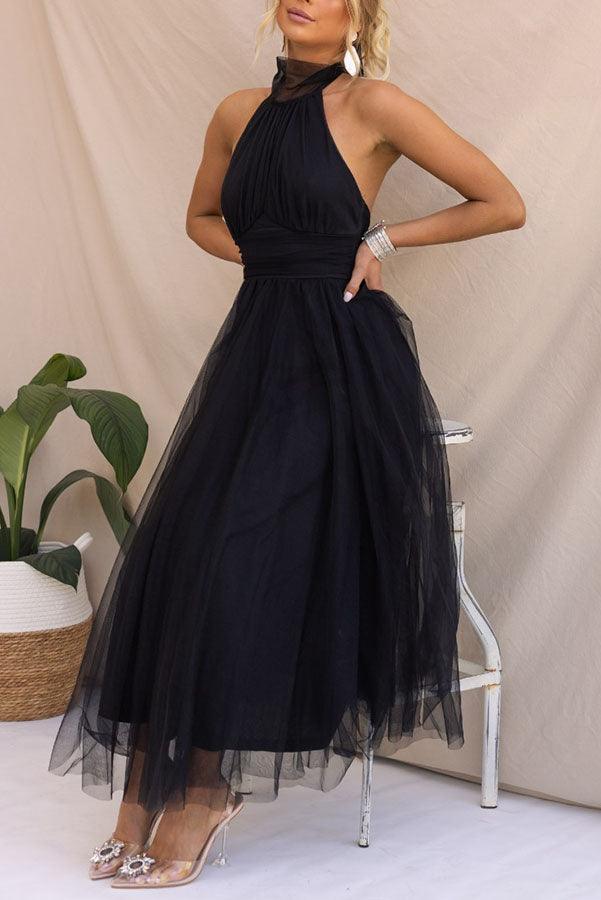 Robe Maxi à Détail Froncé en Tulle Vibes Féeriques