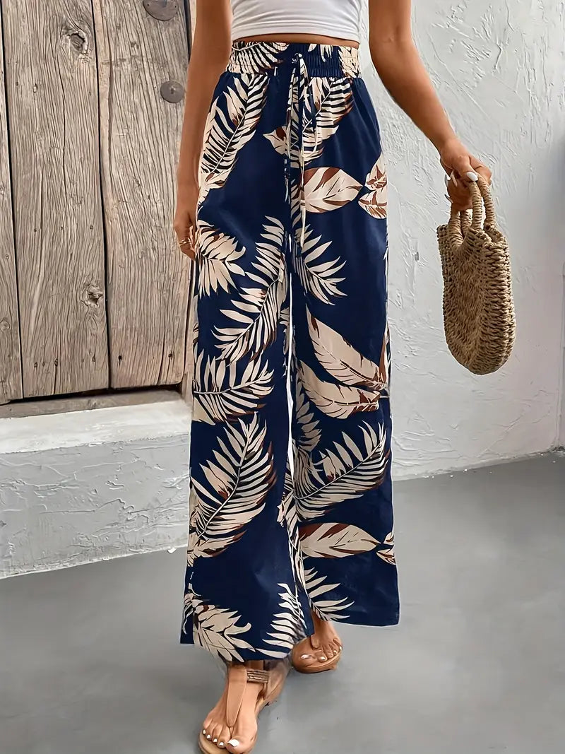 AMALITH | Pantalon Palazzo Aérien Avec Imprimé Tropical