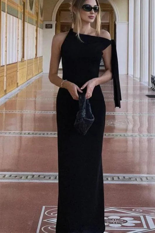 Robe Maxi Détail Nœud Asymétrique Lynn