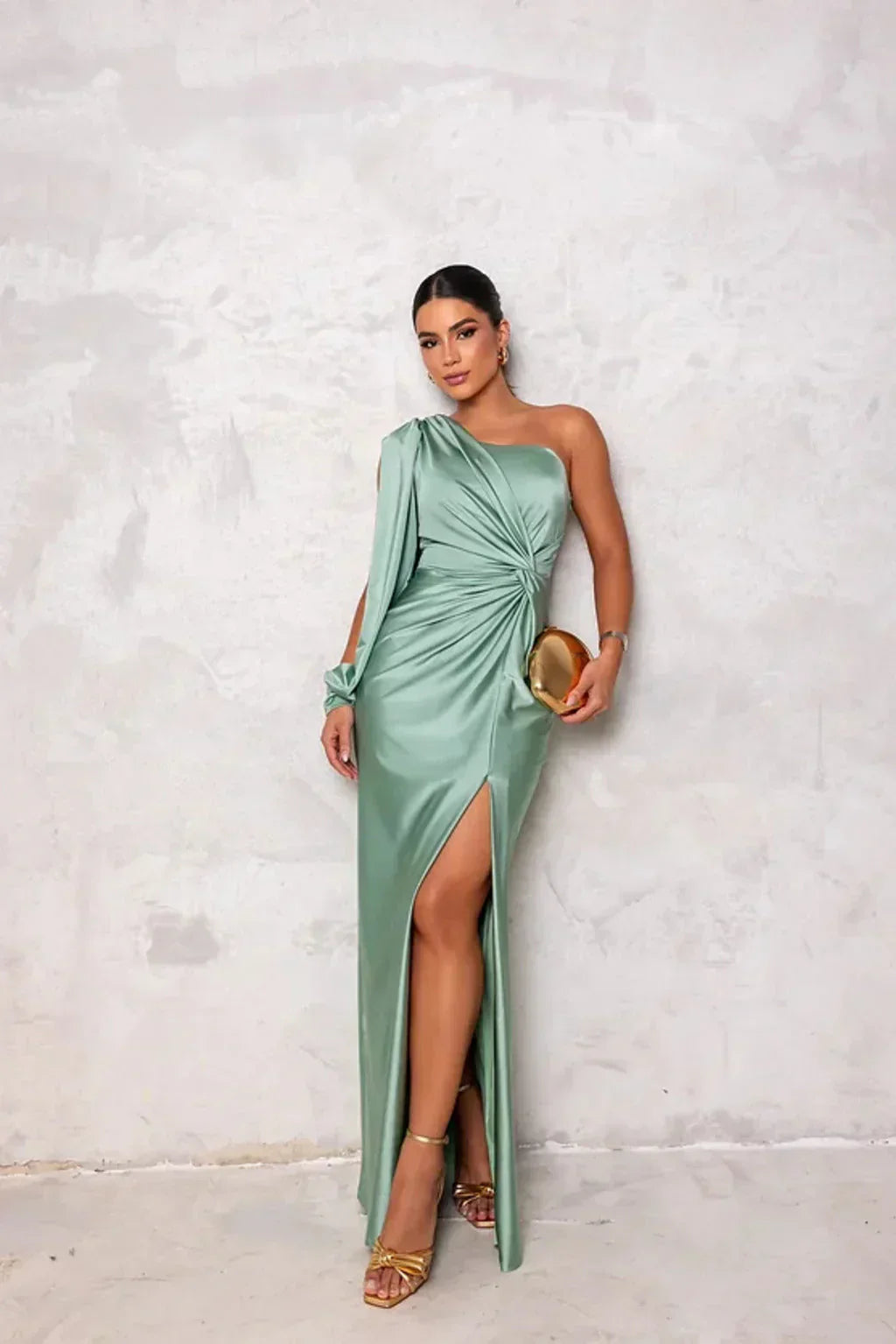 GENEVE | Robe Maxi Élégante à Épaule Dénudée avec Fente