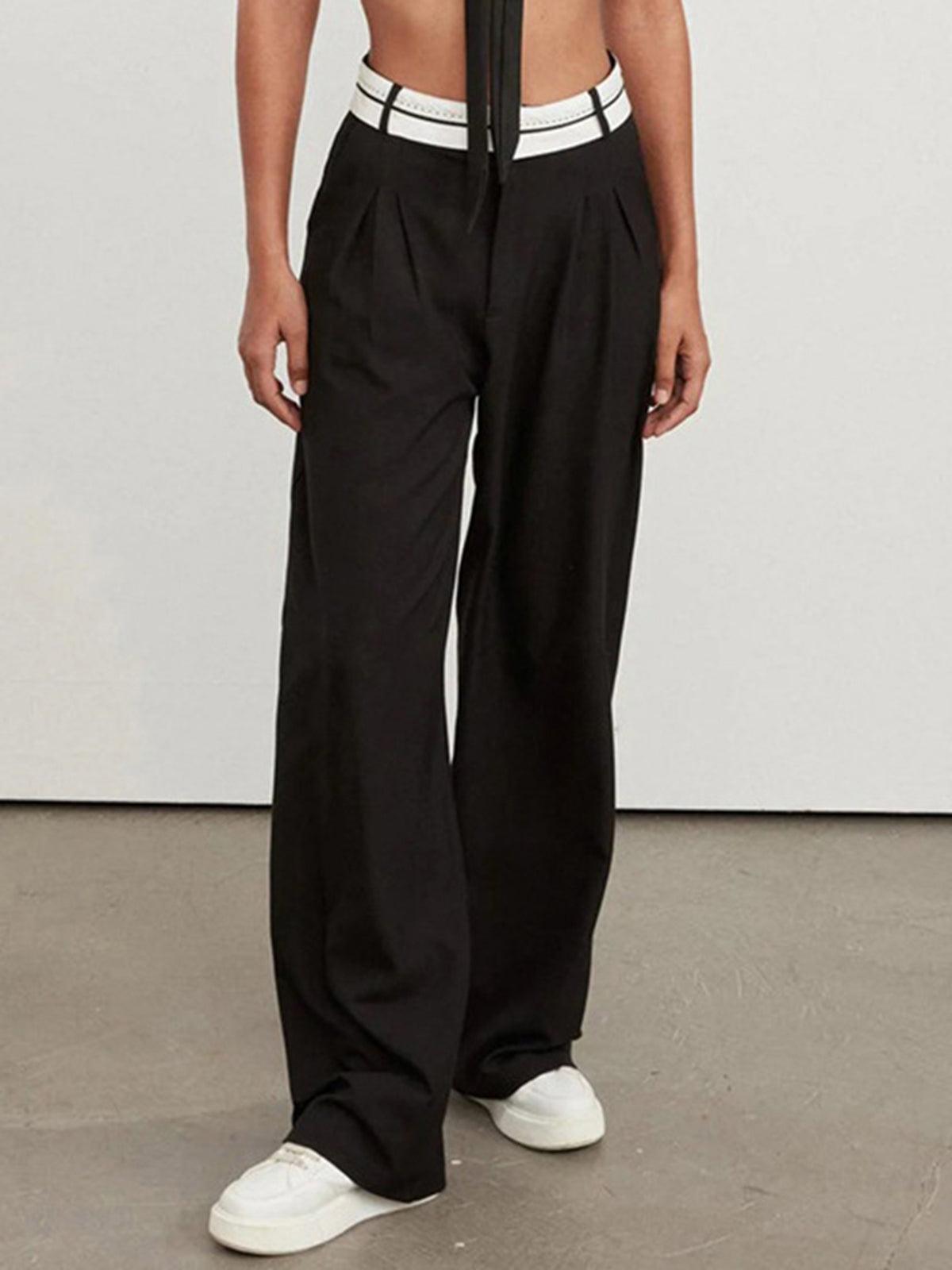Pantalon large à taille arrière de route