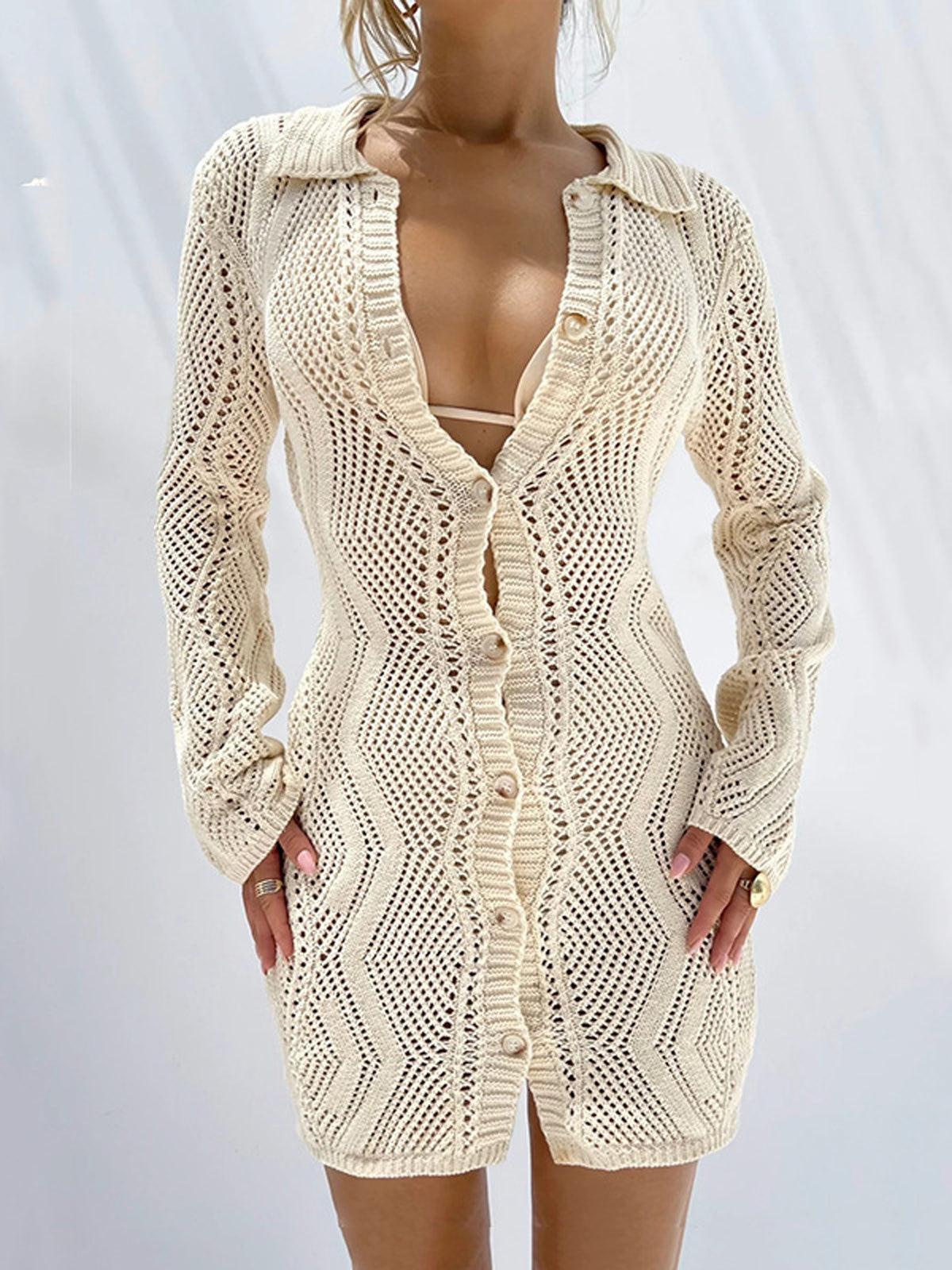 Robe Pull Cardigan Jacquard Courte