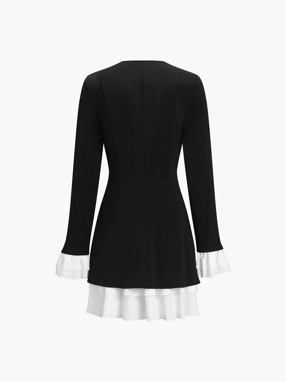 Robe Courte Boutonnée à Col V