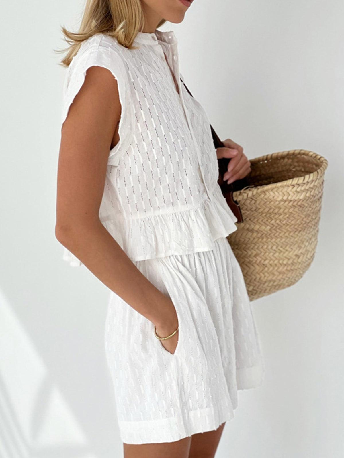 Ensemble de Shorts en Coton à Manches Courtes