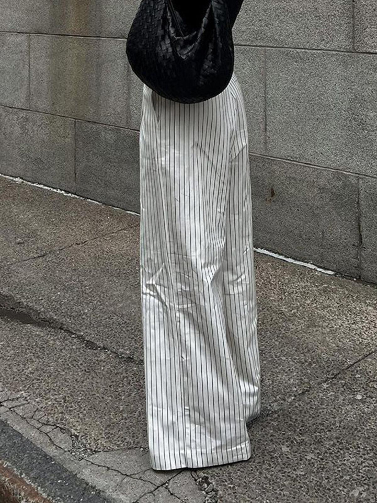 Pantalons larges à poches rayées sans ceinture