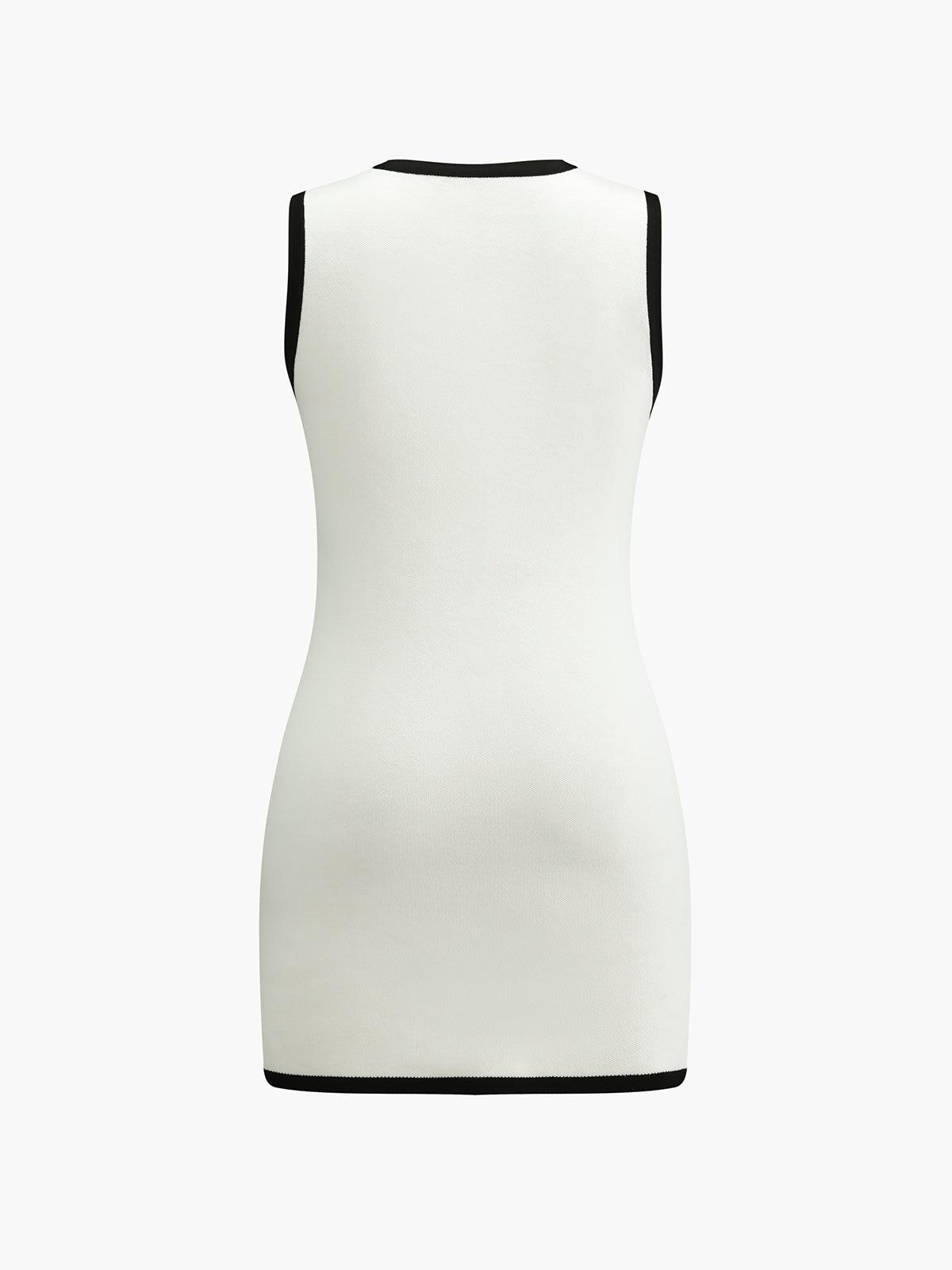 Robe sans manches courte à boutons et multi-poches