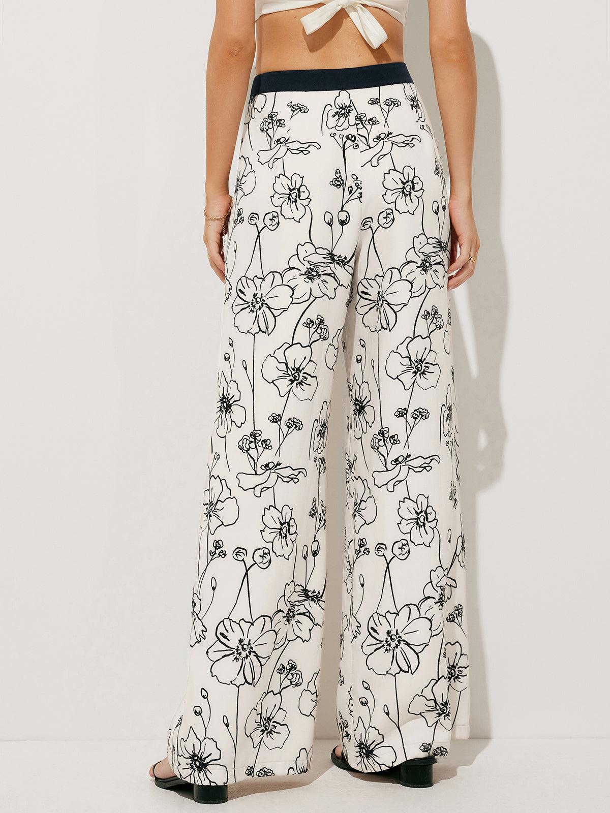 Pantalons larges à poches imprimé floral