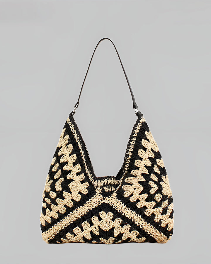 Sac à épaule en macramé crochet vintage