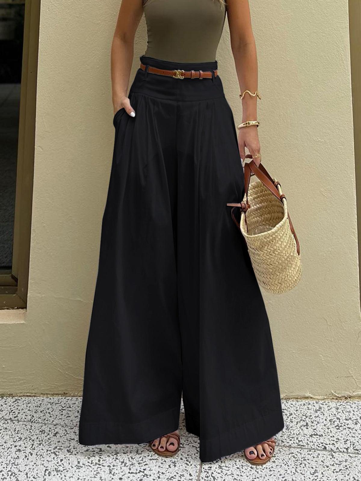 Pantalons larges plissés en coton