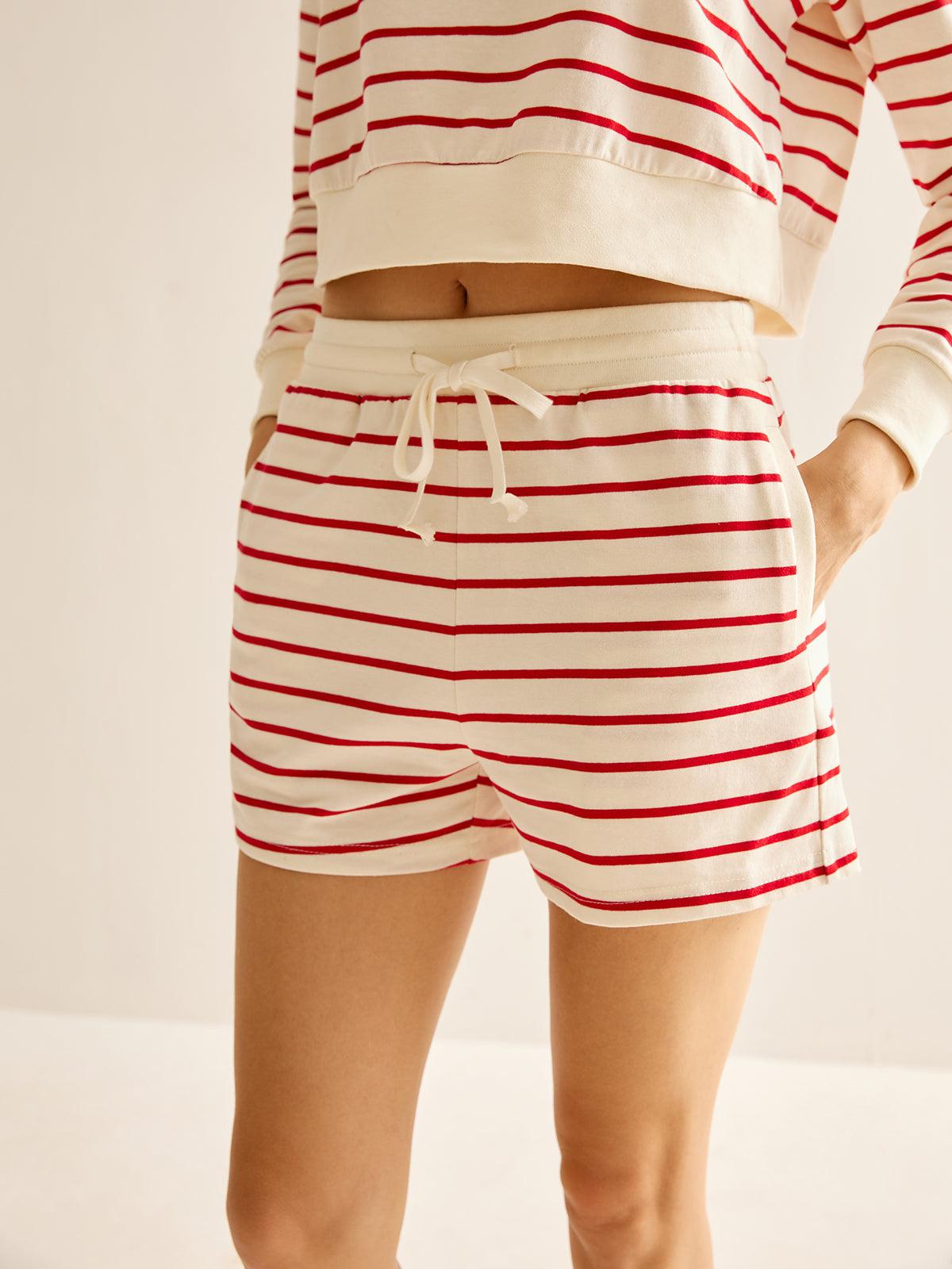 Ensemble de Shorts à Rayures en Coton avec Cordon de Serrage