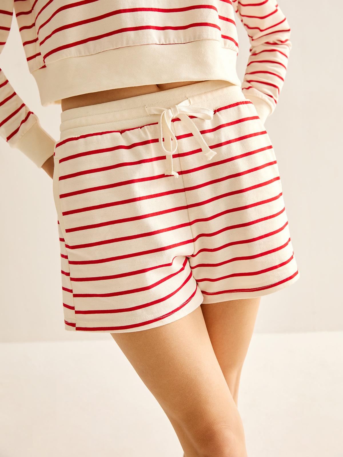 Ensemble de Shorts à Rayures en Coton avec Cordon de Serrage