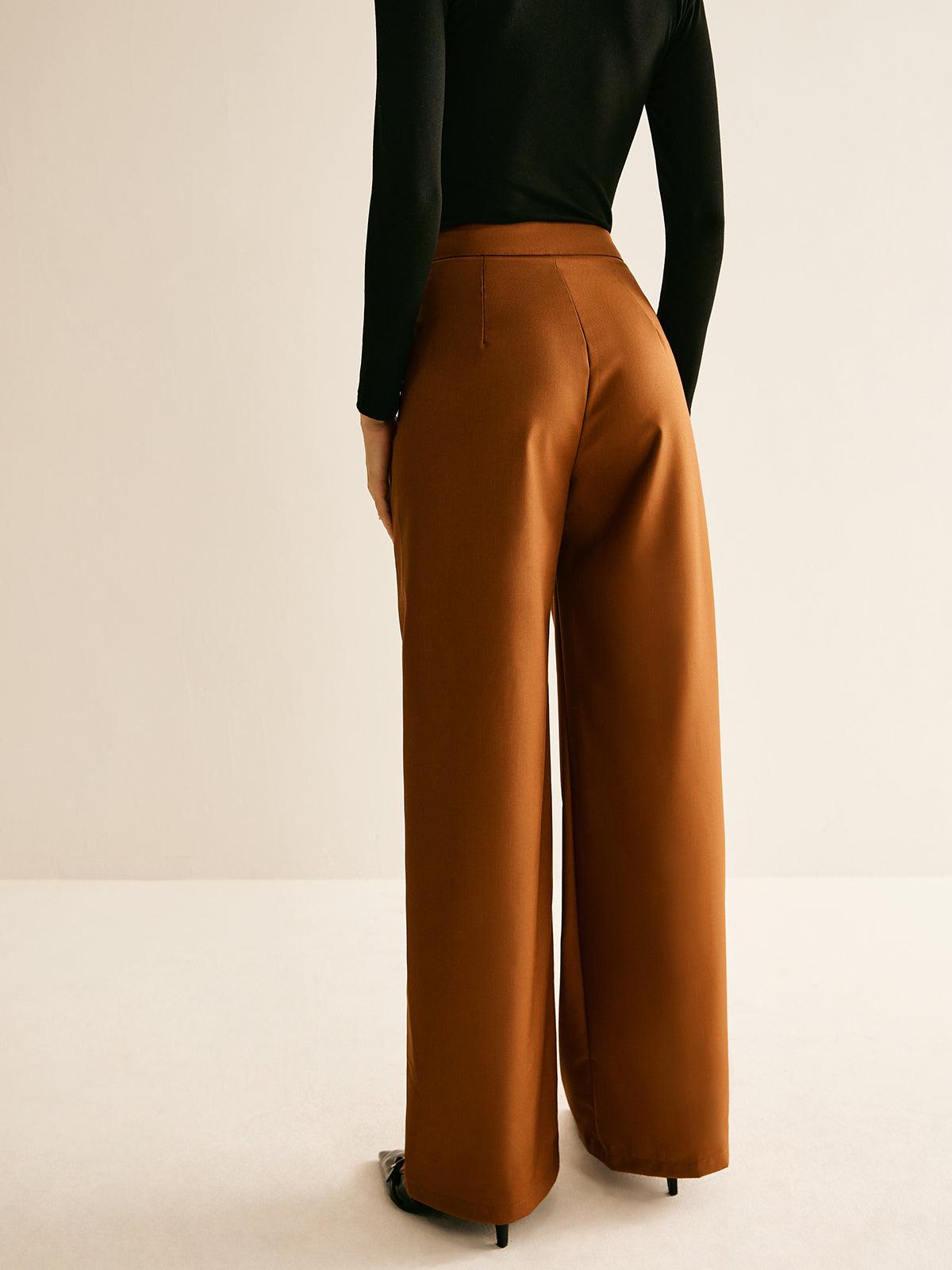 Pantalon droit asymétrique taille mi-haute