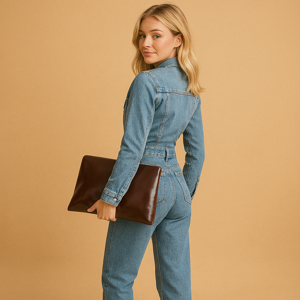 SUZANA | Combinaison en Denim avec Pantalons Droits & Manches Longues