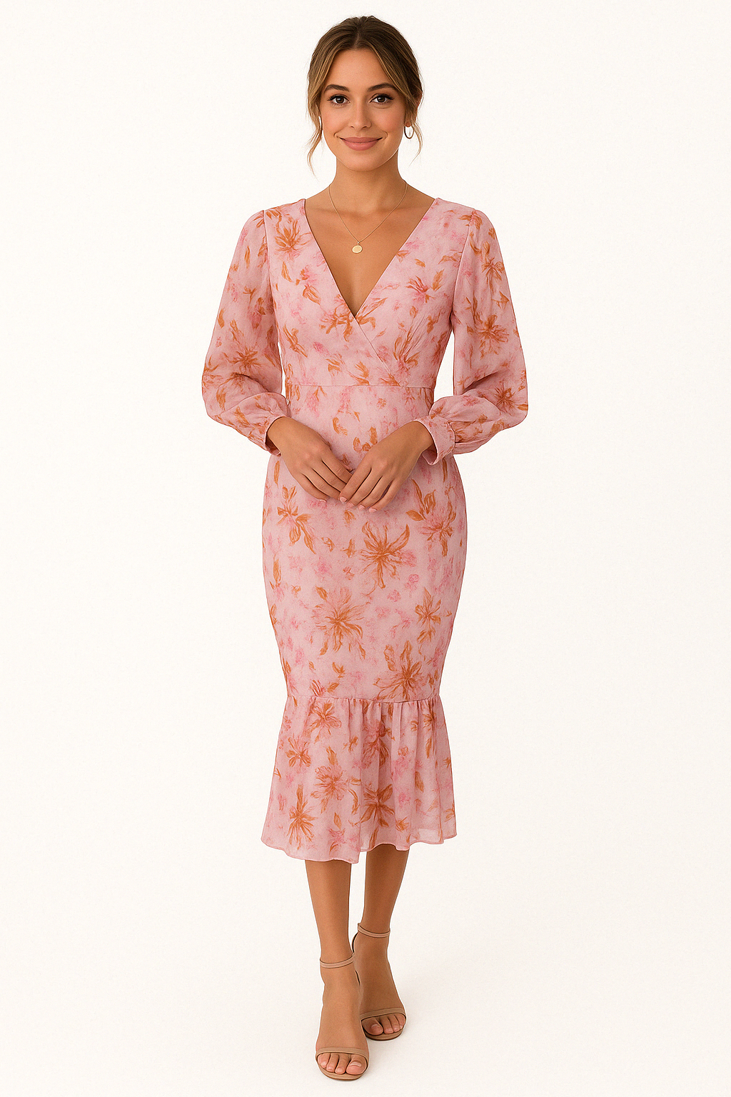 JANE | Robe midi romantique avec imprimé floral et jupe fluide