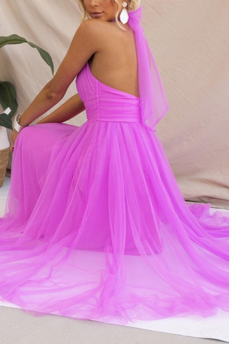 Robe Maxi à Détail Froncé en Tulle Vibes Féeriques