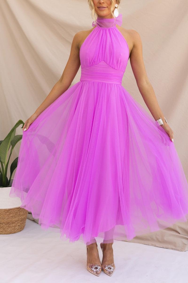 Robe Maxi à Détail Froncé en Tulle Vibes Féeriques