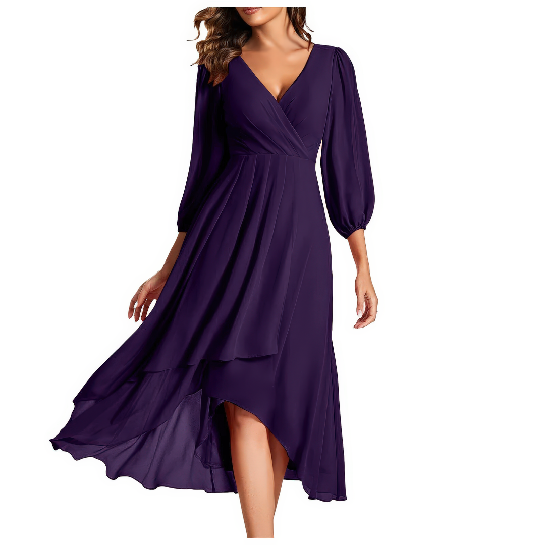 Maeva | Robe à décolleté en V avec ourlet asymétrique