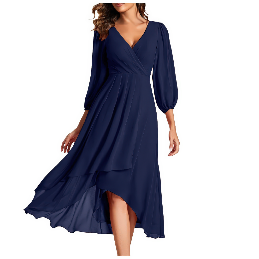 Maeva | Robe à décolleté en V avec ourlet asymétrique