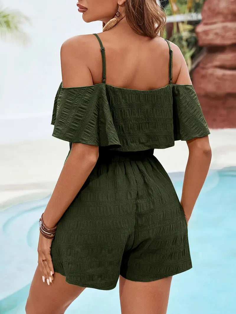 DESHA | Combinaison Olive Verte Avec Épaules Dégagées