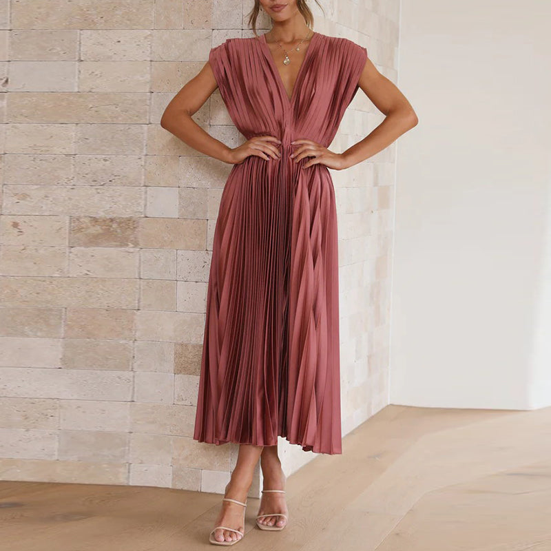 MARIKE | Robe Maxi Sans Manches avec Décolleté en V