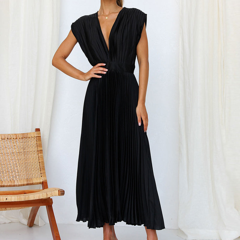 MARIKE | Robe Maxi Sans Manches avec Décolleté en V