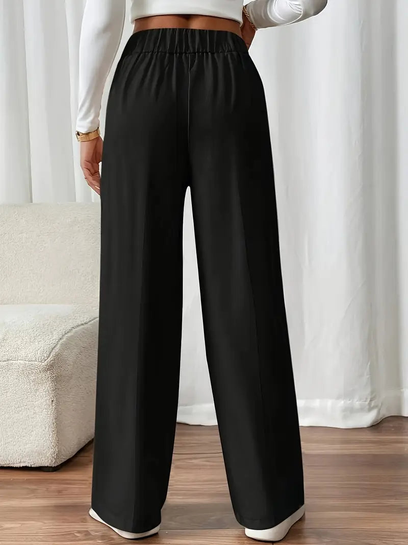 LETHORIA | Pantalon Taille Haute avec Jambes Amples et Détail de Bouton