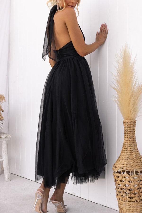 Robe Maxi à Détail Froncé en Tulle Vibes Féeriques