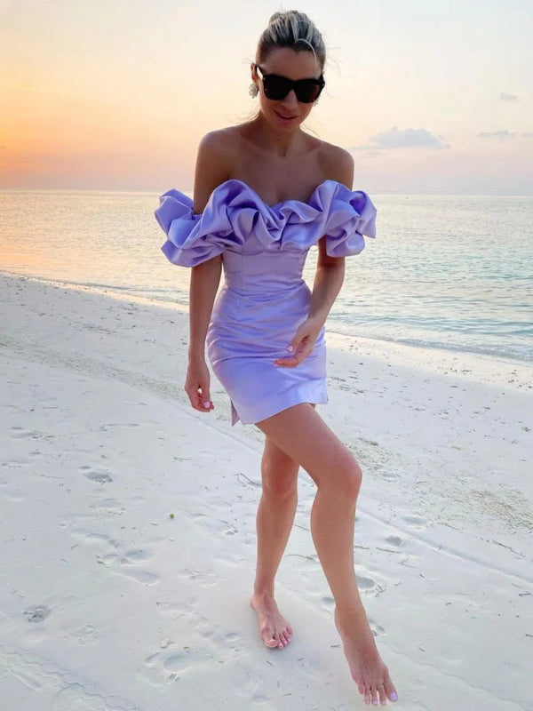AITANA | Robe de soirée off-shoulder avec détail volanté