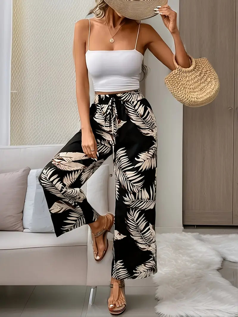 AMALITH | Pantalon Palazzo Aérien Avec Imprimé Tropical