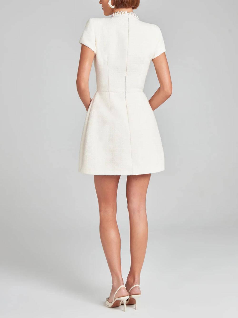 Robe Mini à Poche avec Bord en Perles, Exquise et Ludique